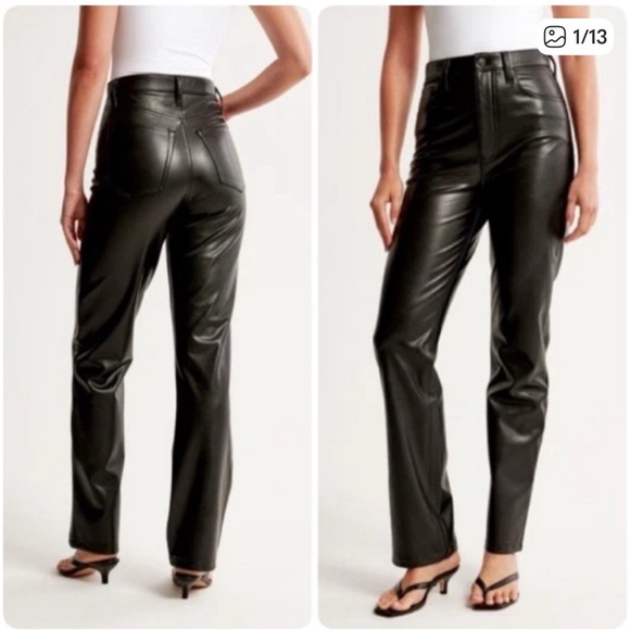 Abercrombie & Fitch Pants - Abercrombie & Fitch The 90’s Straight Leg Ultra High Rise Faux-Leather Pants 27